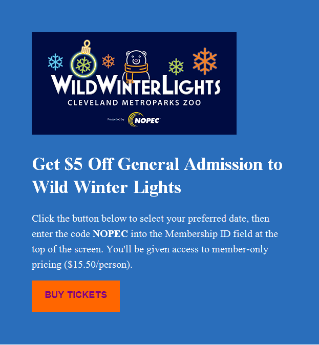 Metroparks Zoo Winter Lights Discount Tickets